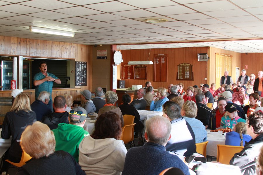 Marco and the crowd at the Breakfast Ceduna