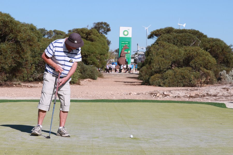 Darrell Booth has a putt at Border Village