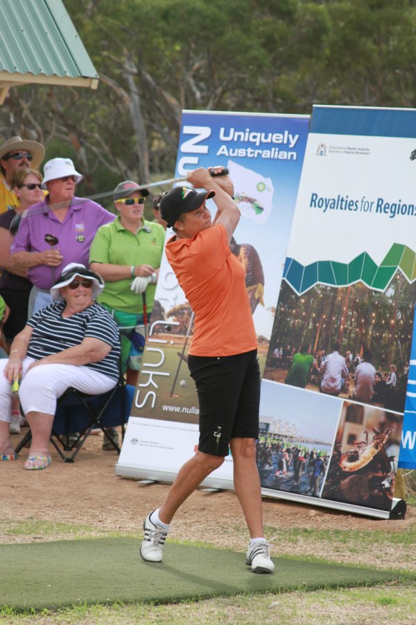 Sam Brown tees off at Madura