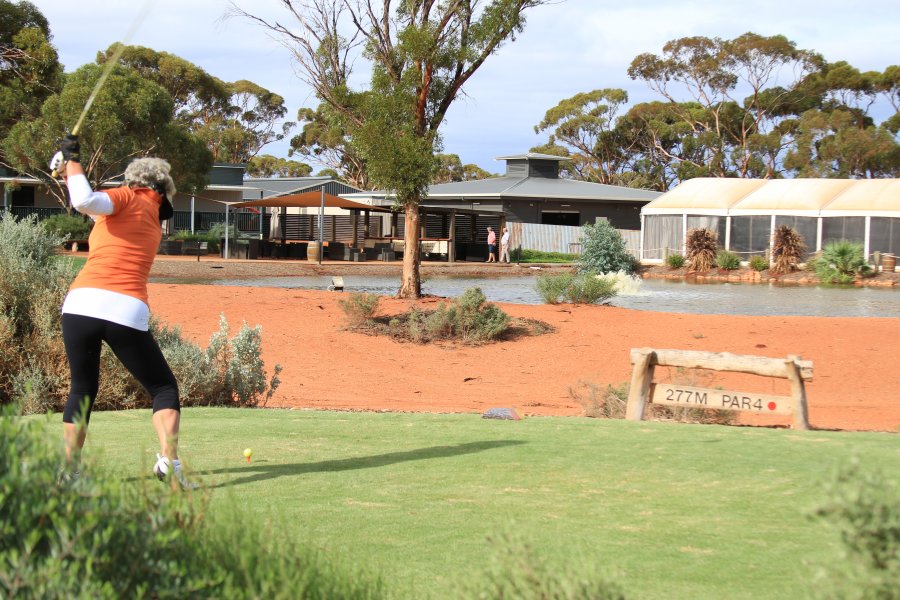 Jan Gray tees off at Kalgoorlie